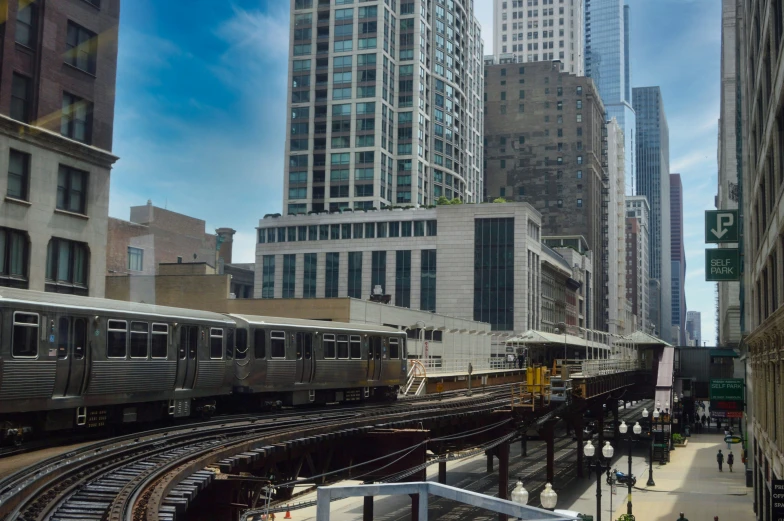 the view of train tracks in the city