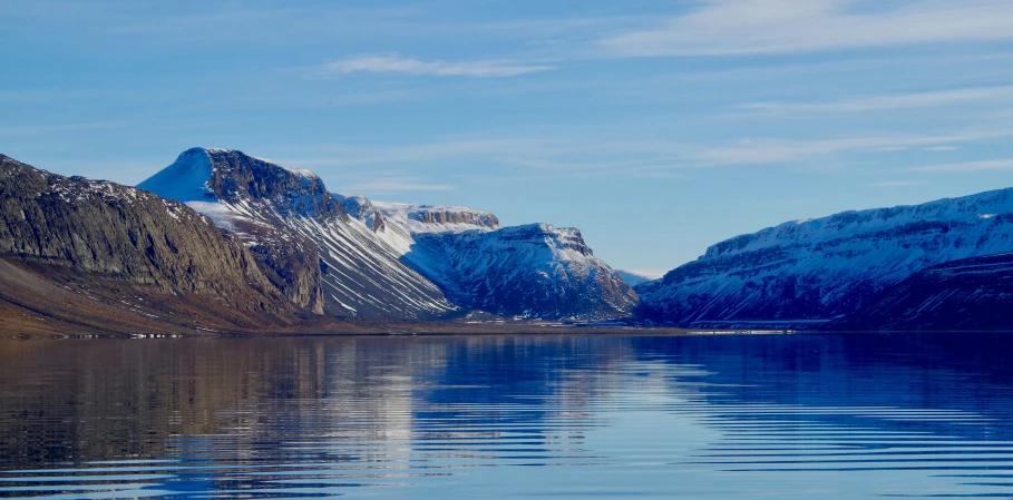 a mountain range reflected in a calm lake