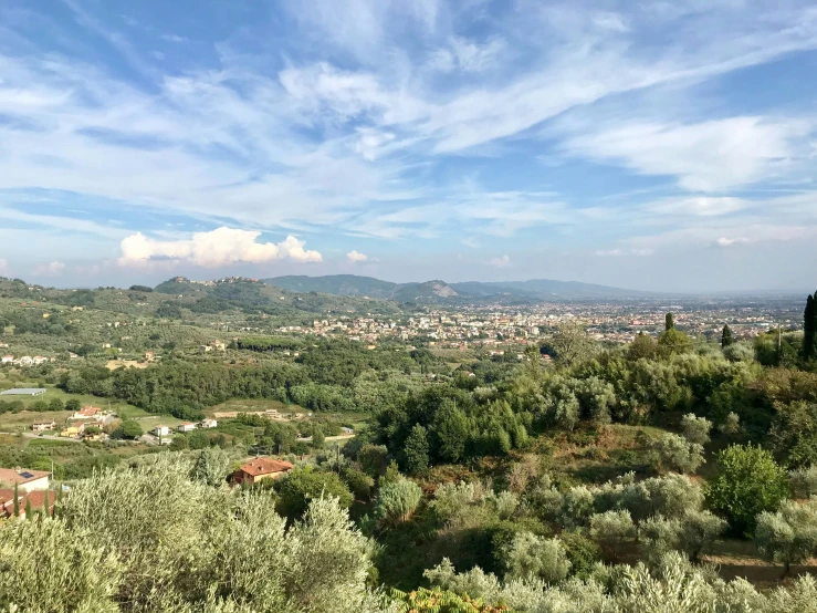 a small village sits on the top of a hill