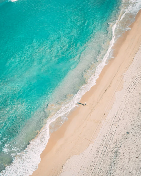 the aerial s of a beach with people swimming