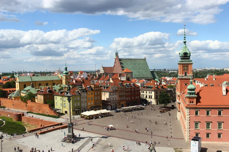 view over old town with an interesting church and tower