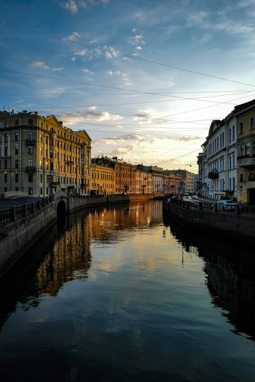 there is a river with buildings on both sides