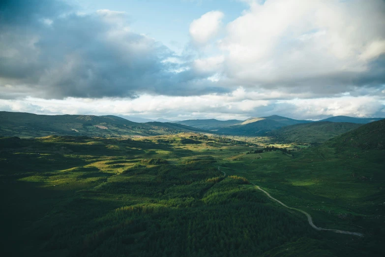 landscape s from a high angle of a mountain valley