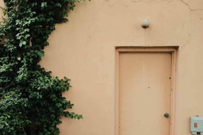 a small door in front of an adobe wall