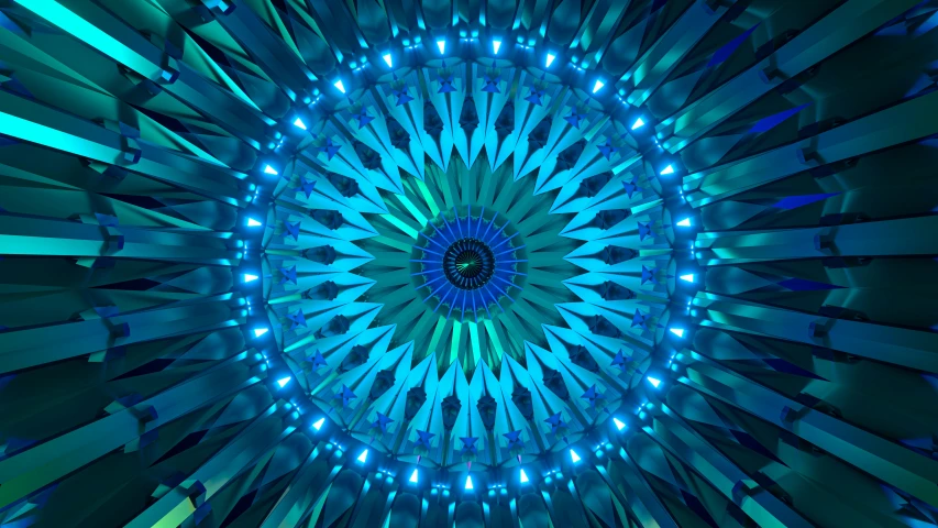 a digital art work featuring some blue lights