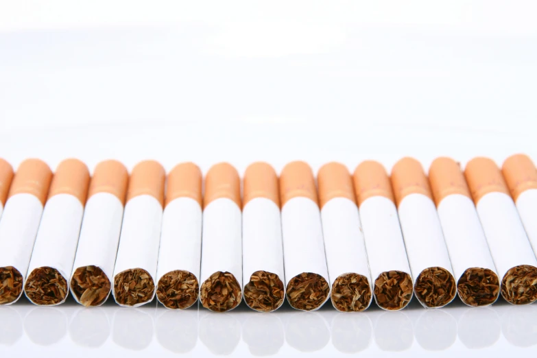 several cigarettes lined up in a row