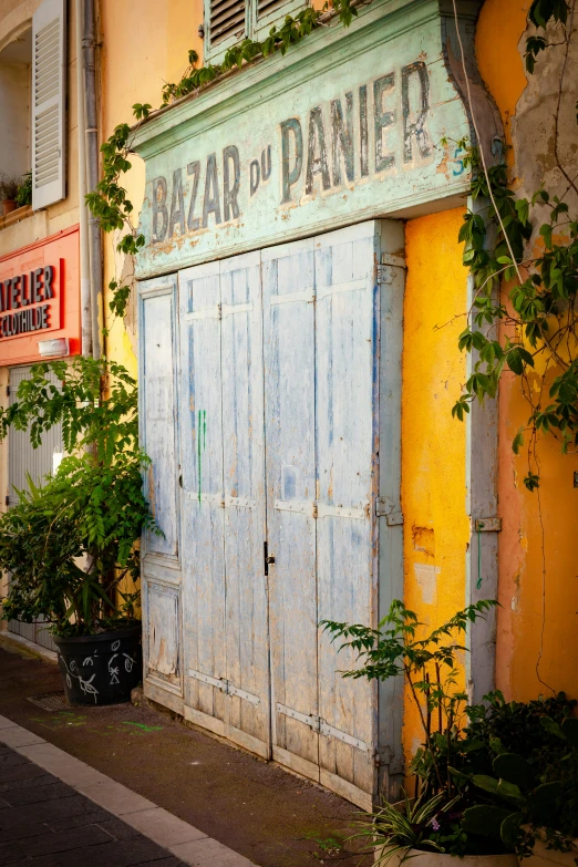 an old door on a building in the city