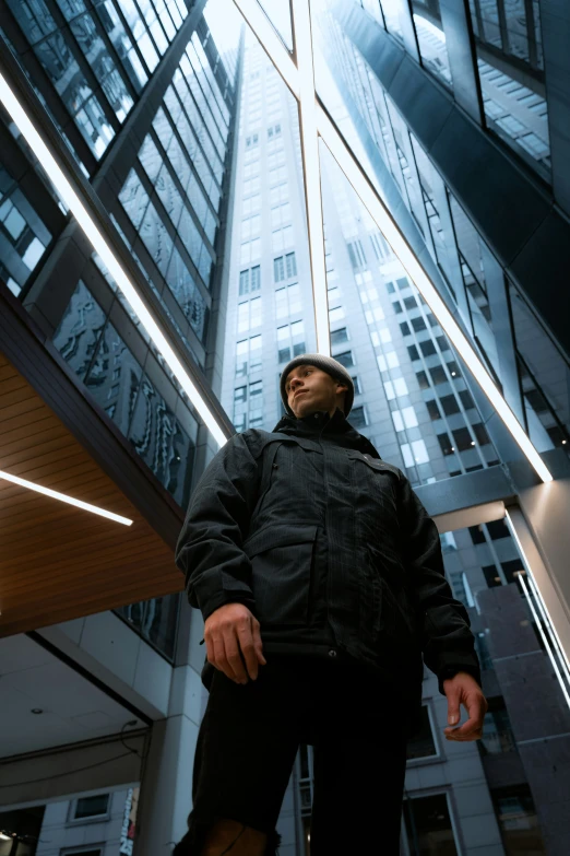 a man standing in front of an upward view