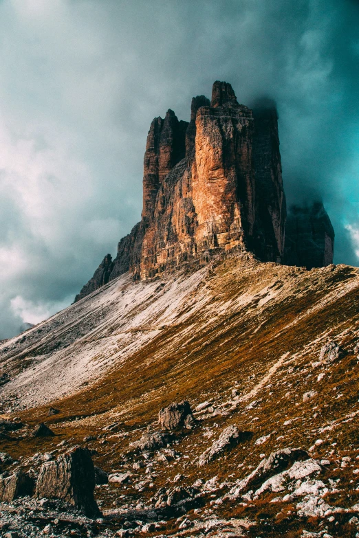 the rocky terrain of a mountainous region with a few tall hills