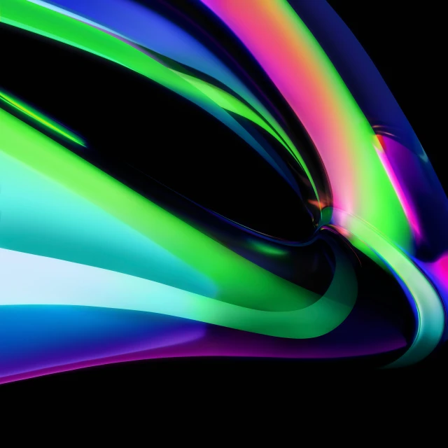 colorful curves of fluid paint on the surface of a black background