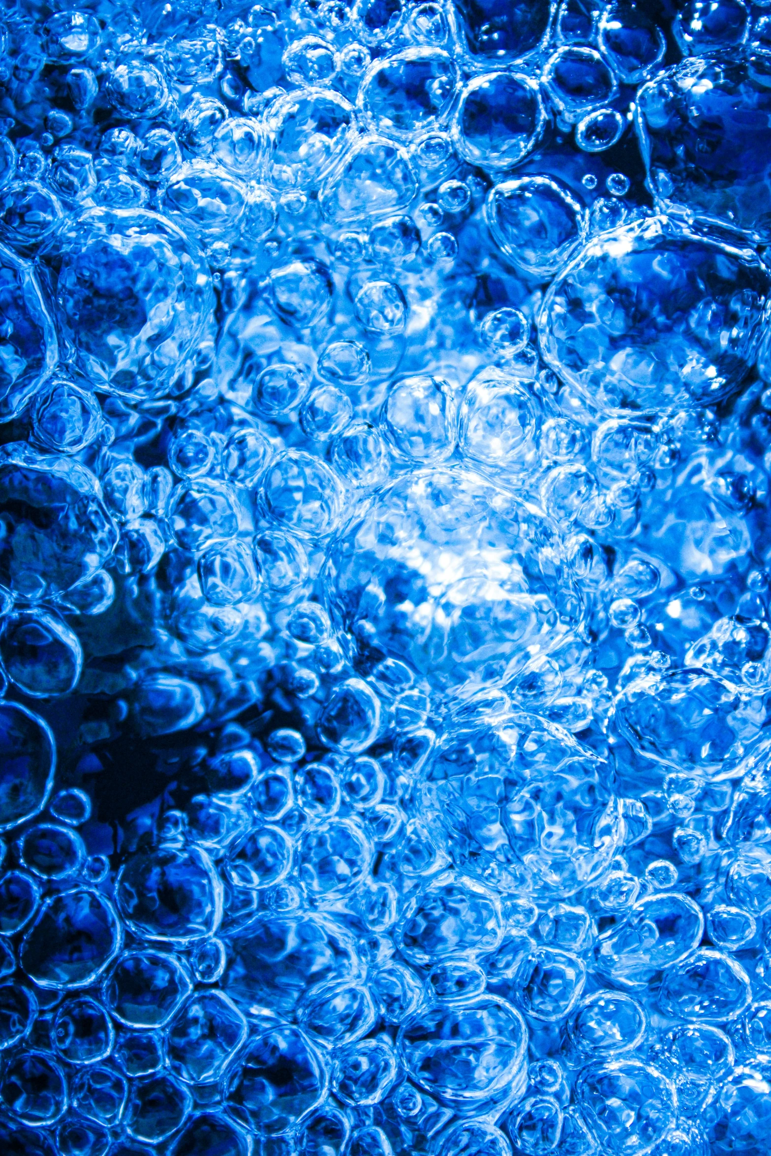 water condensation on blue plastic surface and creating bubbles