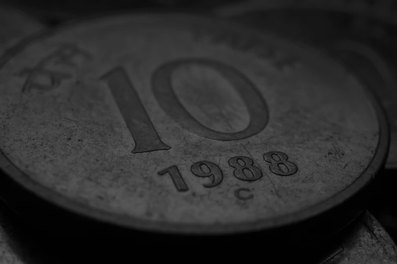 close up of the number ten hockey puck