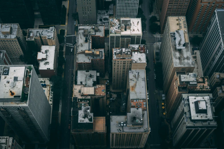 a very high angle view of an urban area