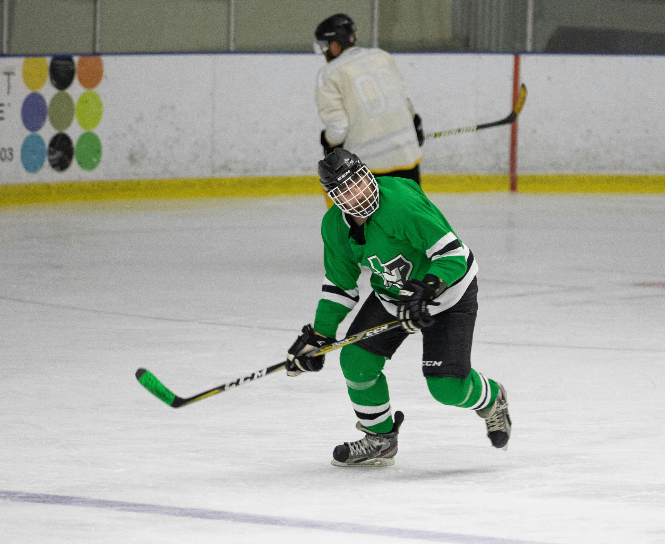 two people on the ice playing a game