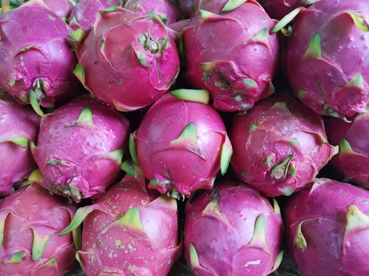 a pile of dragon fruit sit together