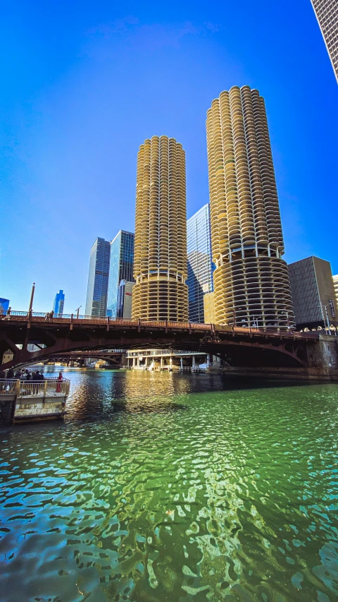 three buildings in the middle of the city