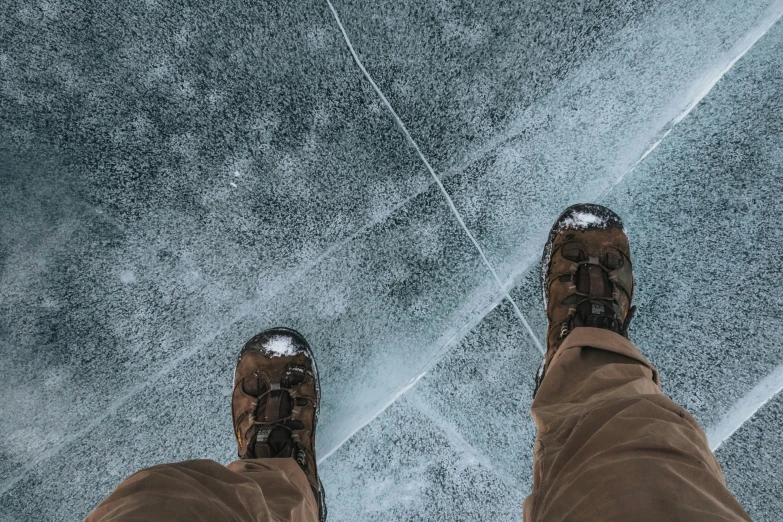 the view from inside a pair of hiking boots