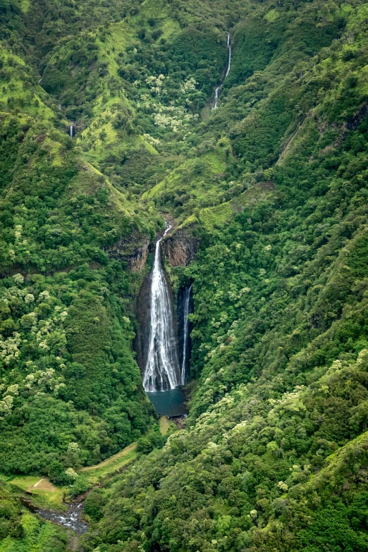 an area with some water that is falling