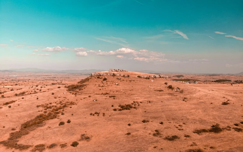 a lone airplane in the middle of nowhere