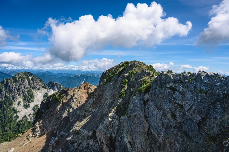 some very pretty rocky mountains with clouds in the sky