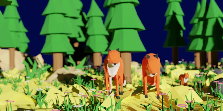 paper cut outs of an orange fox in a green forest