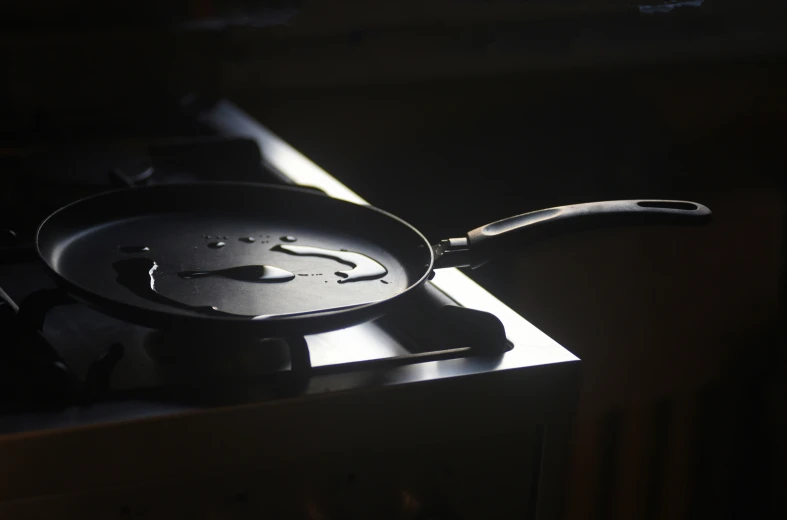 a frying pan sitting on top of a stove top