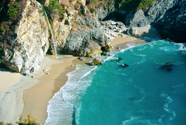 a large cliff is seen from a bird's eye view