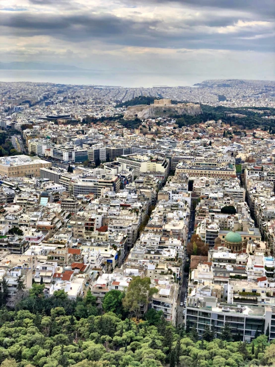 the city from high up on a cloudy day