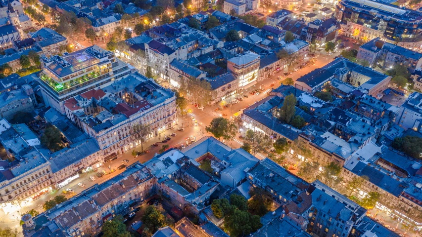 the top view of paris at night from above