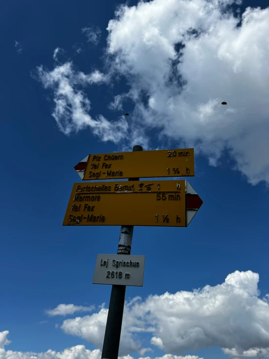 a street sign with a direction board, and directions for the locations