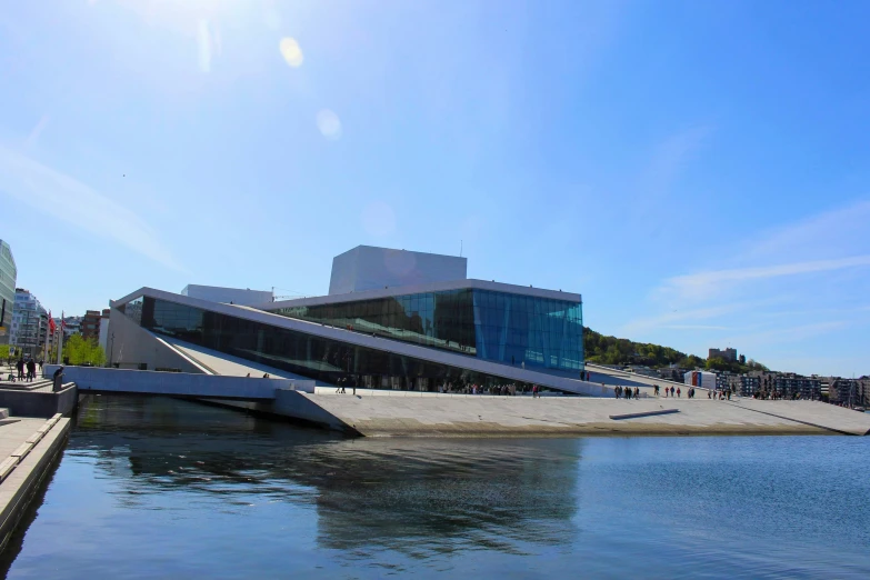 a very nice looking building by the water