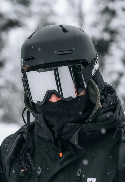 a man wearing a helmet, scarf and goggles