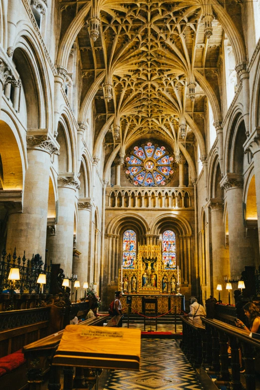 the church is very ornate and has tables