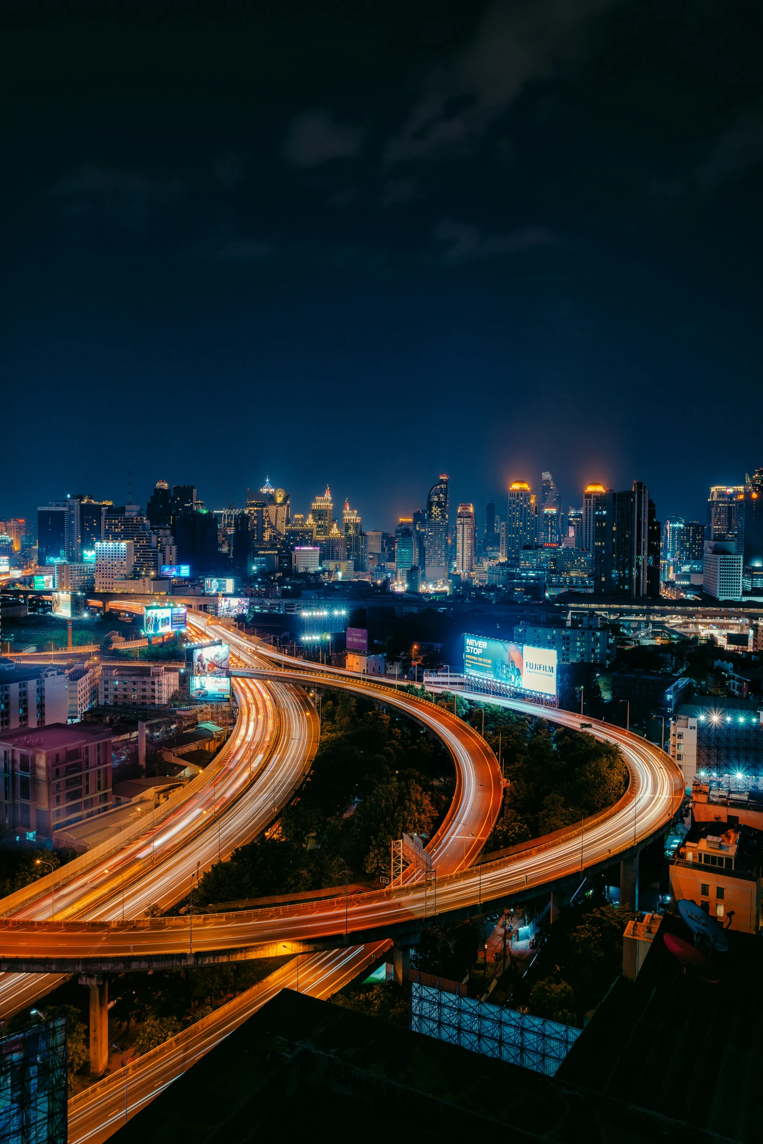 a long exposure po of traffic on an interstate