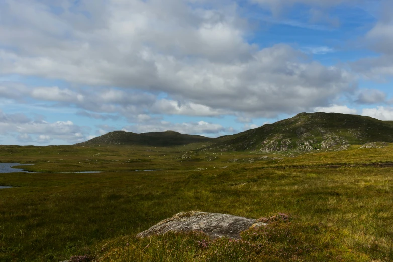 a very nice grassy field with some hills in the background