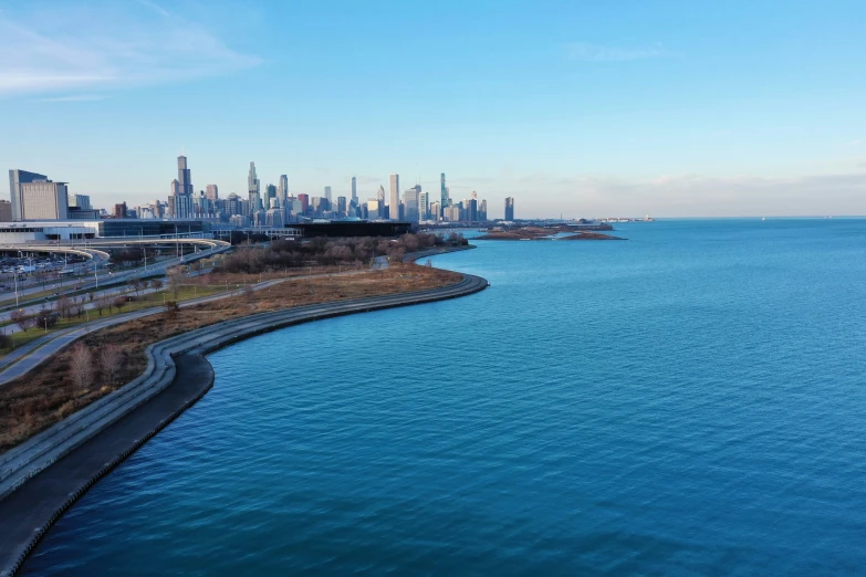 a large body of water with many different types of buildings