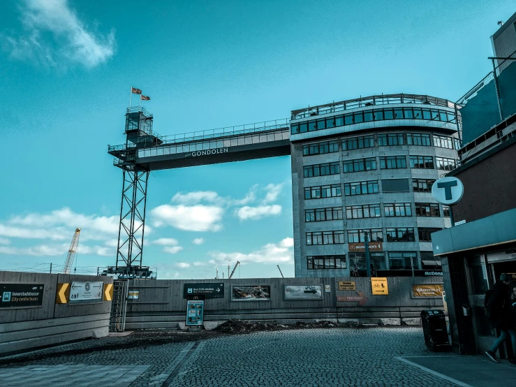 a tower bridge is on top of the building