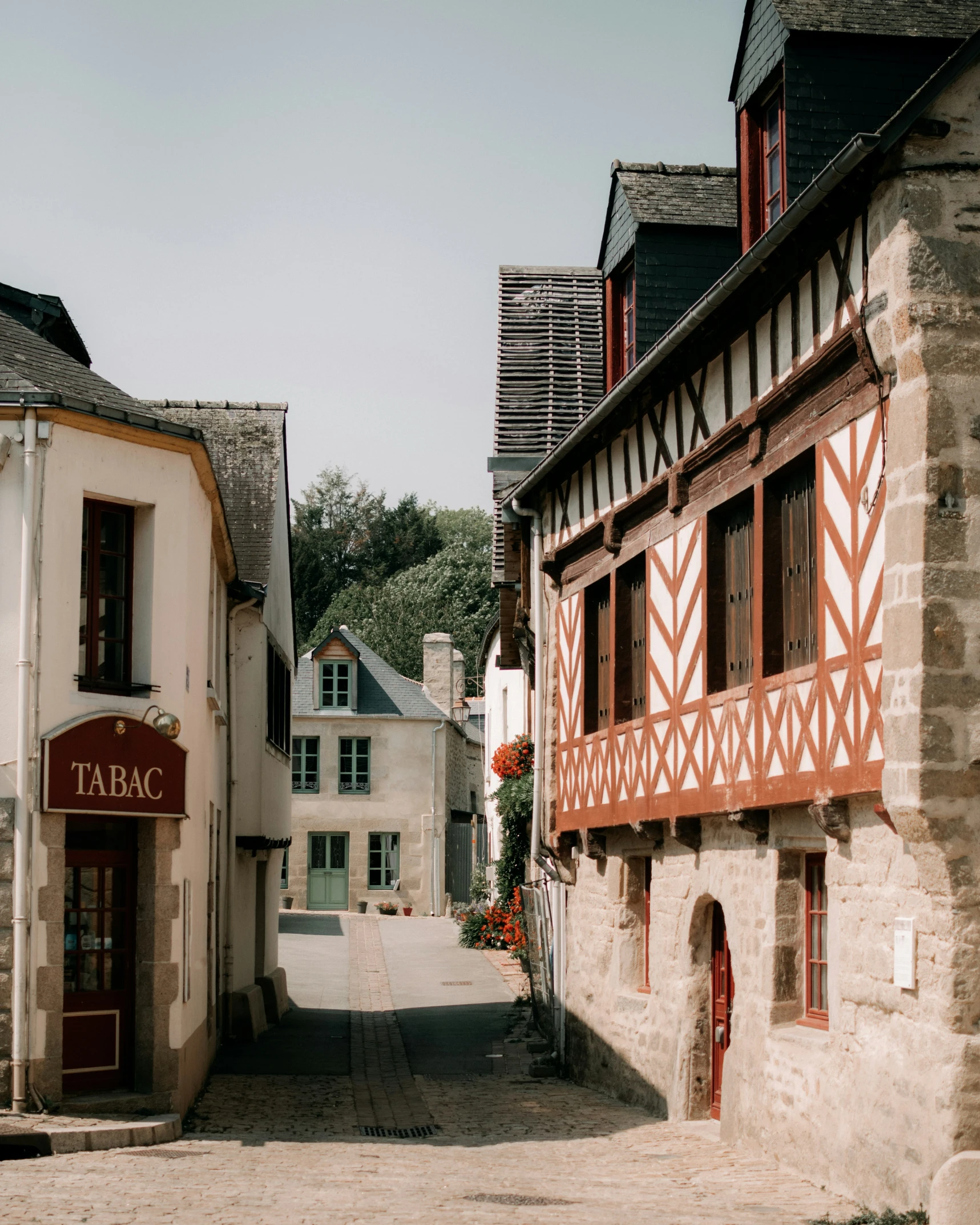 some very pretty old buildings on a narrow street