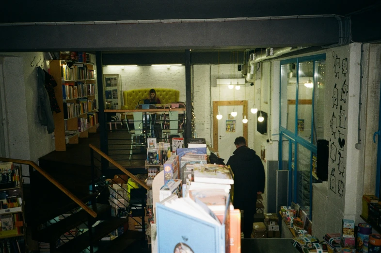 the book store is filled with books and cds