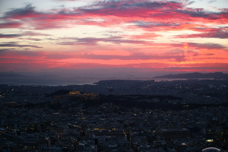 the beautiful sky of paris at night and a view over the city