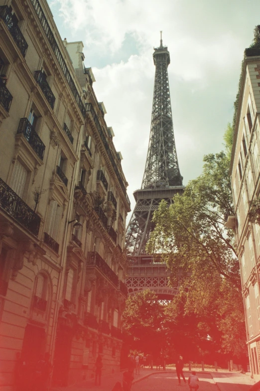 a red picture of the eiffel tower, in paris