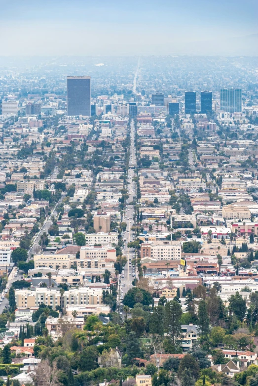 an aerial view of the city of los angeles, california