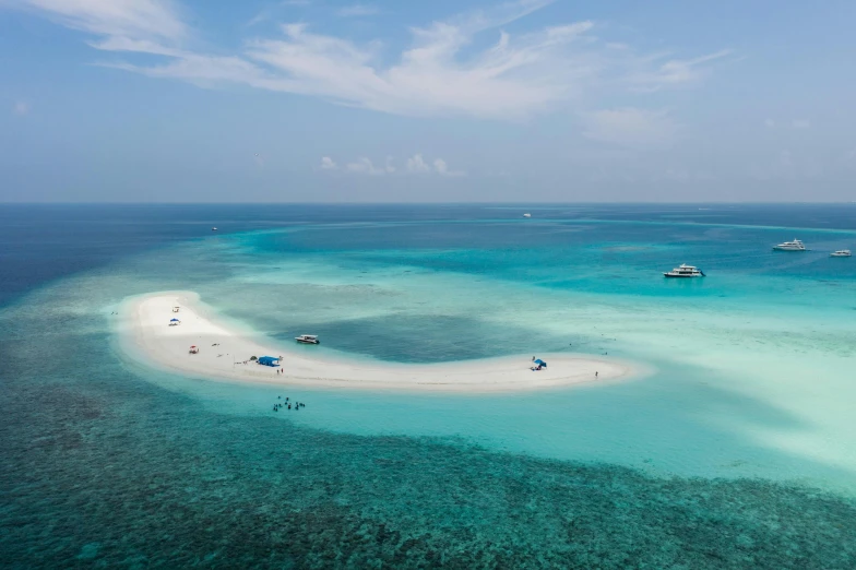 the water and shore is clear and blue