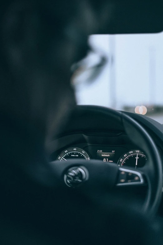 the interior of a vehicle is seen in close up