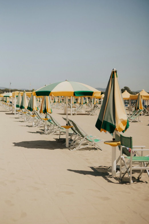 lots of beach chairs and umbrellas on the beach