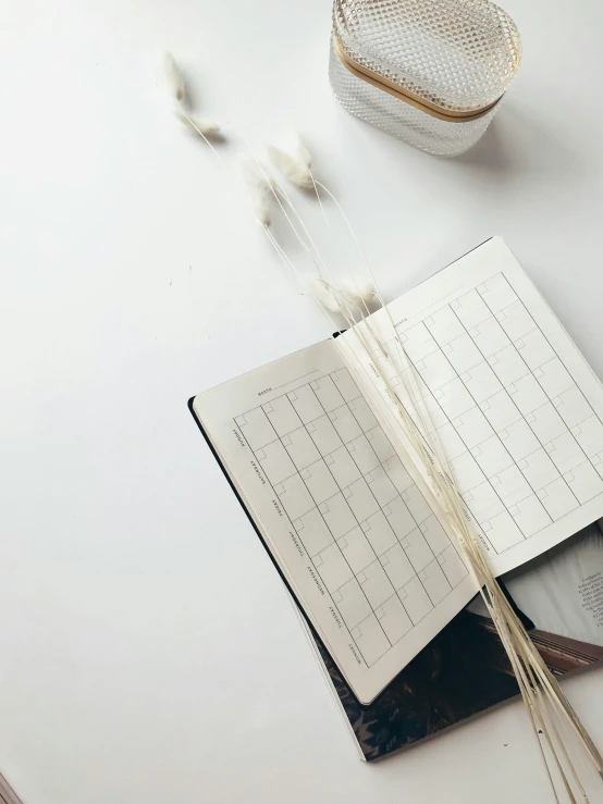 a book sitting on top of a white table