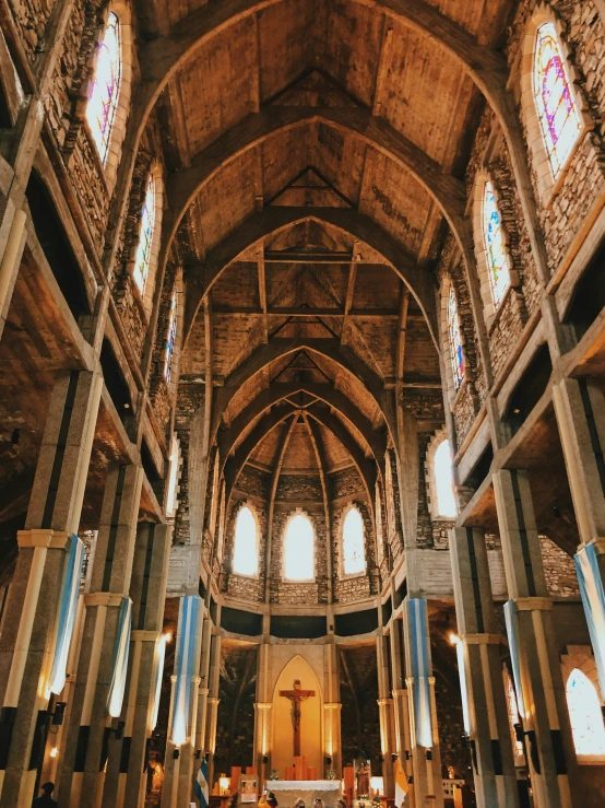 inside view of a church with a vaulted ceiling