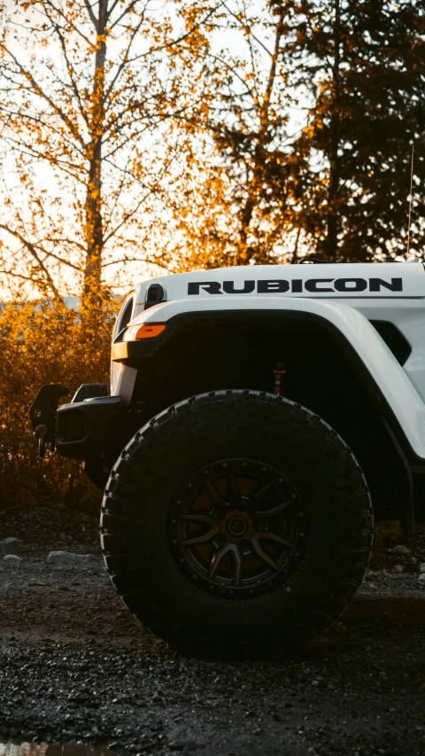 a very nice big wheely truck parked in the middle of the woods