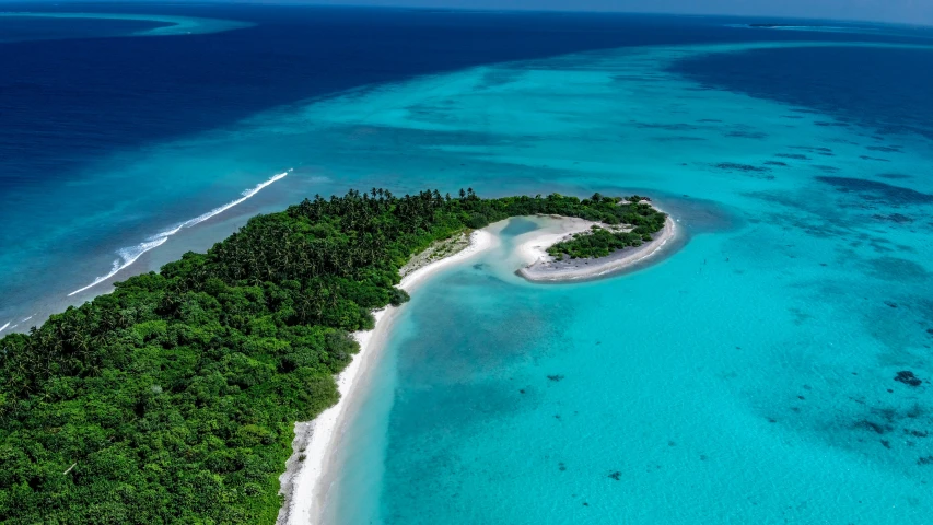 an island in the middle of water surrounded by land