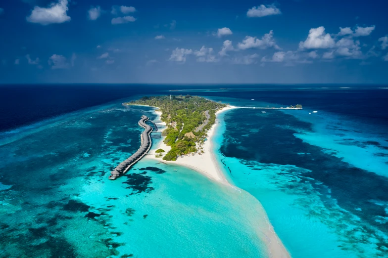 an aerial view of a small island off the coast